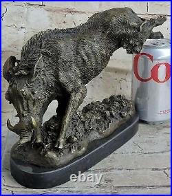 Wild Pig Boar Bronze Animal Sculpture Statue Signed Hand Made Figurine Sculpture