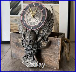 Winged Viking Custom Made Twin Rune Axe Wall Clock