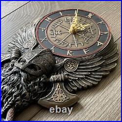 Winged Viking Custom Made Twin Rune Axe Wall Clock
