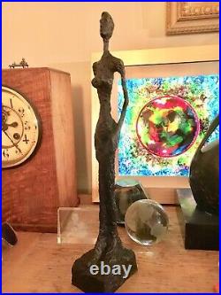 Woman Standing Pure Bronze Lost Wax Sculpture Unique Abstract Art Made In Uk