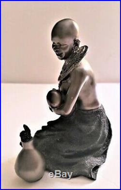 Wonderful Bronze African Woman's statue Africa Art Hand Made KENTON signed