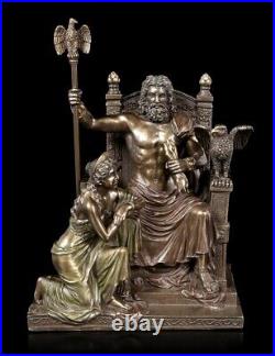 Zeus on Throne with Hera Figure Veronese Statue Gods Bronzed